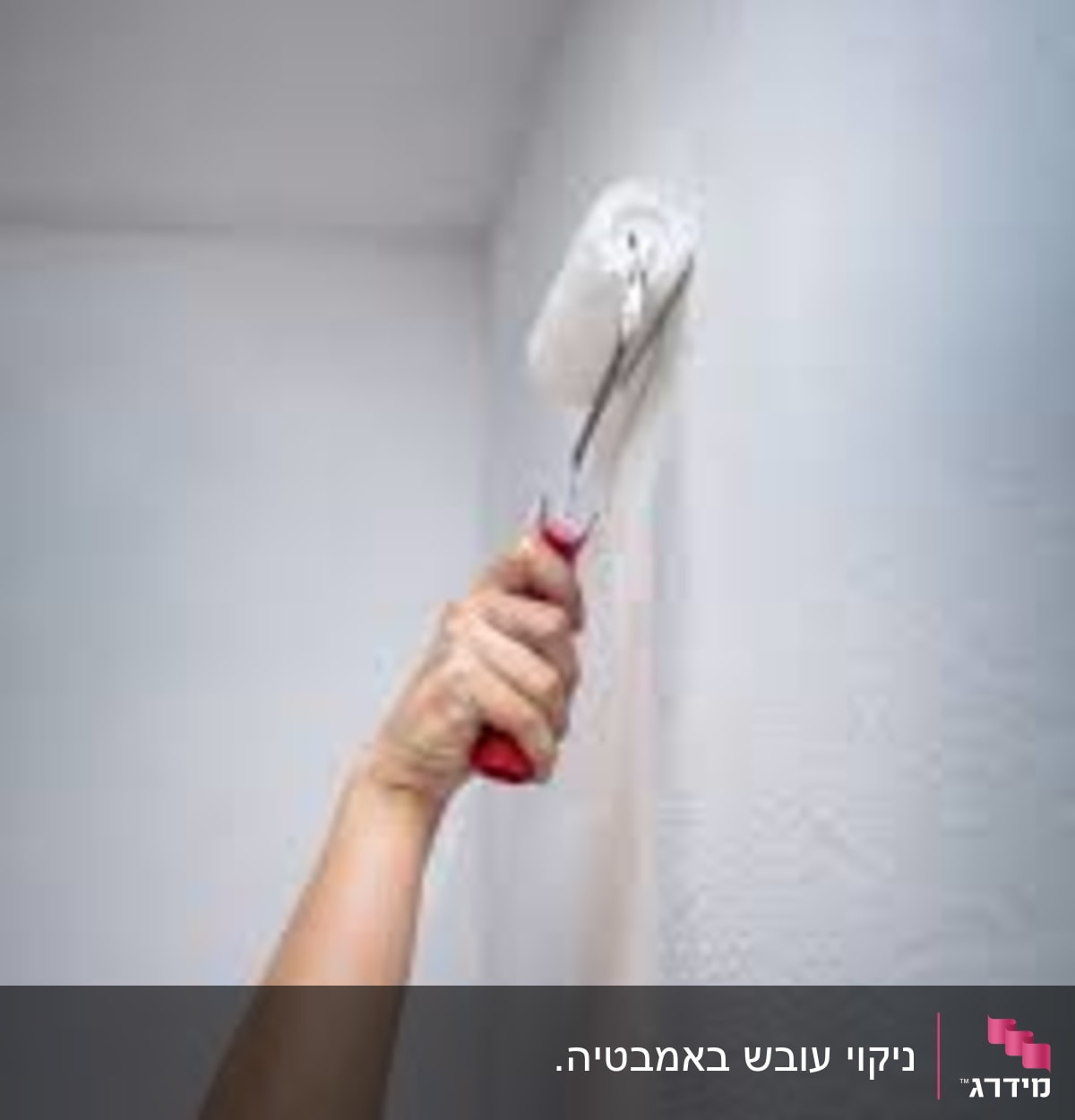 יד צובעת קיר עם רולר צבע לבן